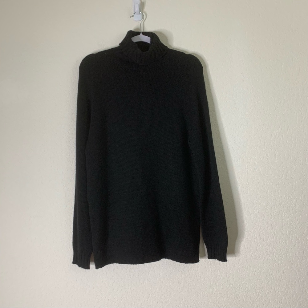 Ma’ry’ya Womens black 100% cashmere knit LS turtle neck sweatshirt M
